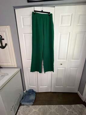 NICE'S Women's High-Waisted Wide Leg Tailored Trousers in Hunter Green